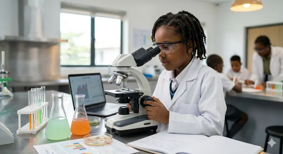 A student engages in hands-on STEM learning