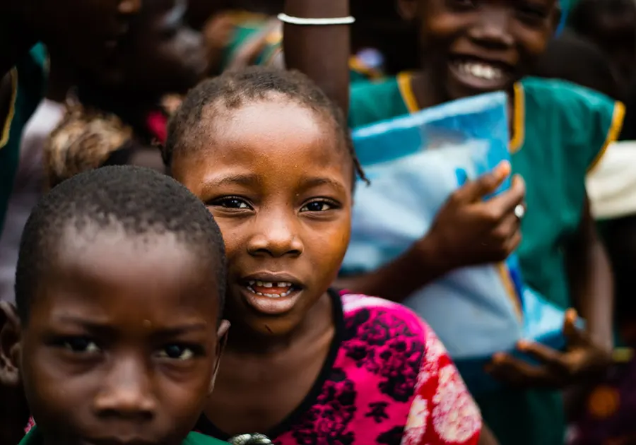 Children and community members in Malawi